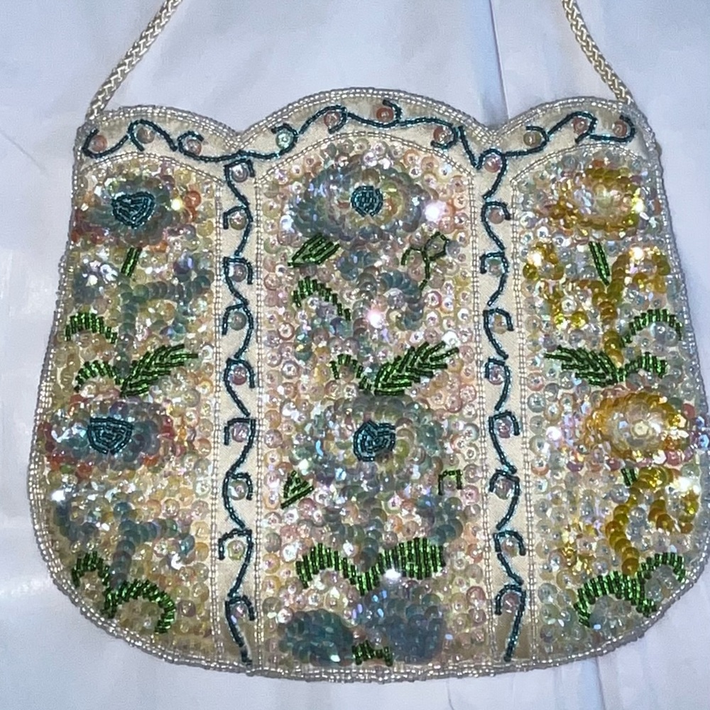 Embellished Franchi Courtney Floral Bead and Sequined Bag.